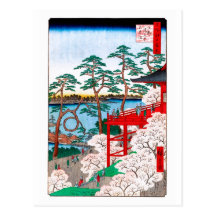 歌川広重 Kiyomizu Hall, Shinobazu Pond, Hiroshige Post Cards