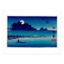 歌川広重 Moonlight Night, Utagawa Hiroshige Post Cards