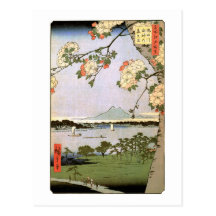 江戸の桜, 広重 Cherry Blossoms of Edo, Hiroshige Post Cards