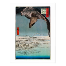 鷲と雪景色, 広重 Eagle and Snow Scene, Hiroshige Postcards
