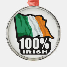100% Irish Proud to Be Irish Christmas Ornaments