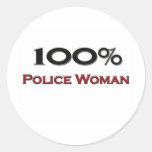 100 Percent Police Woman Round Sticker