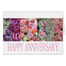 10th Wedding Anniversary Card pastel roses