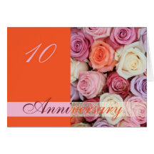 10th Wedding Anniversary Card pastel roses