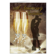 10th Wedding Anniversary Invitation Card - Champag