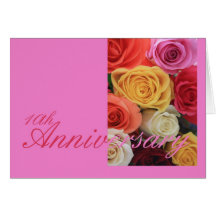 10th Wedding Anniversary mixed rose bouquet Card