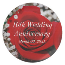 10th Wedding Anniversary Party Plates