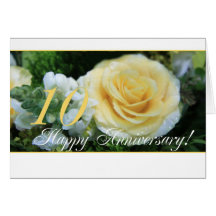 10th Wedding Anniversary - Yellow Rose Cards