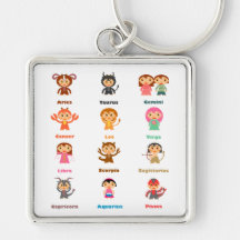 12 Zodiac Signs Key Chains