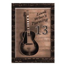 13th Birthday - Guitar Invites