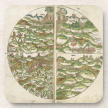 1475 Oldest Known Woodcut World Map Drink Coaster
