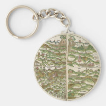 1475 Oldest Known Woodcut World Map Keychains