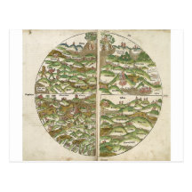 1475 Oldest Known Woodcut World Map Postcards
