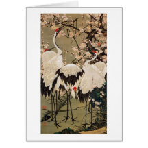 15. 梅花群鶴図, 若冲 Plum Blossoms & Cranes, Jakuchū Greeting Card