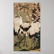 15. 梅花群鶴図, 若冲 Plum Blossoms & Cranes, Jakuchū Print