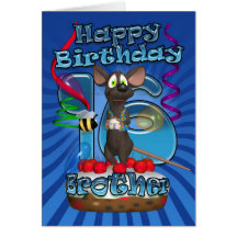 16th Birthday Card For Brother - Funky Mouse On A