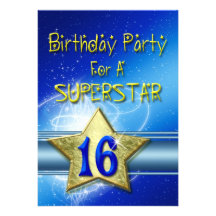 16th Birthday party Invitation for a Superstar.