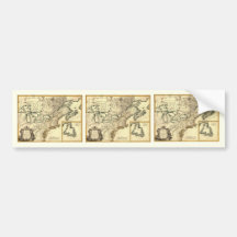 1778 Map of Canada and the United States Bumper Stickers