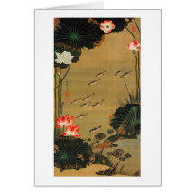 17. 蓮池遊魚図, 若冲 Pond with The Lotus, Jakuchū Card