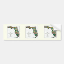 1856 Map of the State of Florida by Columbus Drew Bumper Stickers