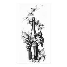 1873 Vintage Wine Bottle with Grapes and Leaves Business Cards