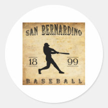 1899 San Bernardino California Baseball Round Stickers