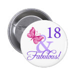 18 And Fabulous Birthday Pinback Button