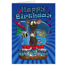 18th Birthday Card For Brother - Funky Mouse On A