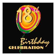 18th Birthday Gold Balloon Custom Announcements