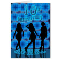 18th Birthday Party Invitation, Blue Neon With Dan Card