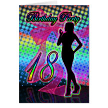 18th Birthday Party Invitation, Neon With Female S Cards