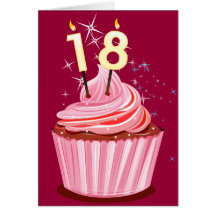 18th Birthday - Pink Cupcake Greeting Cards