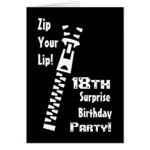 18th SURPRISE Birthday Party Invitation - Zipper Card