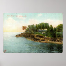 1909 Shore Scene at Bar Harbour, Maine Posters