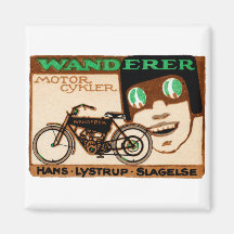 1910 Wanderer Motorcycle Poster Refrigerator Magnets