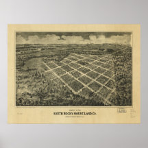 1910s South Rocky Mount NC Birds Eye Panoramic Map Posters