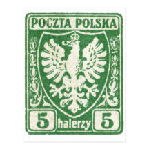 1919 5h Polish Eagle Stamp Postcards