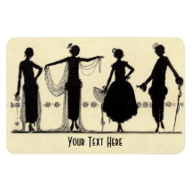 1920's Flapper Fashion Silhouette Fridge Magnet