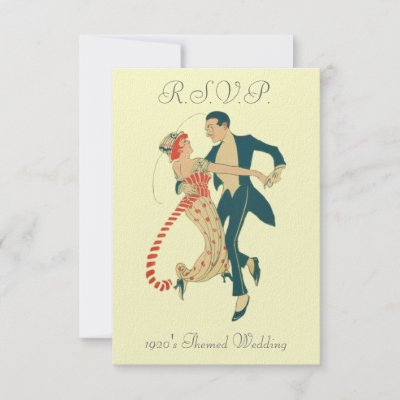 Vintage 1920's Themed Wedding RSVP Cards