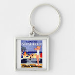 1925 Miami Beach Travel Poster Key Chain
