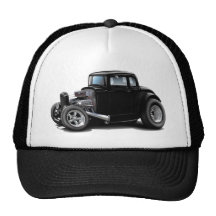 1930's Hot Rod Black Car Mesh Hats