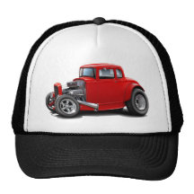1930's Hot Rod Red Car Hats