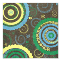 194__retro-circles-paper-pattern YELLOW BROWN BLUE Art Photo