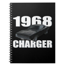 1968 dodge charger rt black notebooks