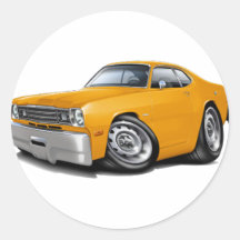 1970-74 Duster Orange Car Round Sticker