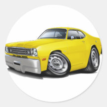 1970-74 Duster Yellow Car Round Sticker