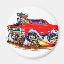 1971-72 El Camino Red-Black 4x4 Monster Truck Refrigerator Magnet