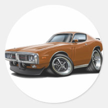 1973-74 Charger Brown Car Round Stickers