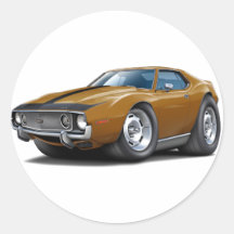 1973-74 Javelin Brown-Black Car Round Sticker