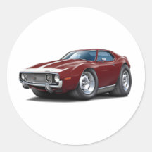 1973-74 Javelin Maroon-White Car Round Stickers